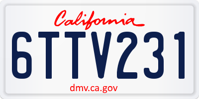 CA license plate 6TTV231