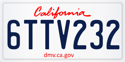 CA license plate 6TTV232