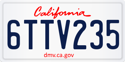 CA license plate 6TTV235