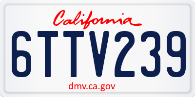 CA license plate 6TTV239
