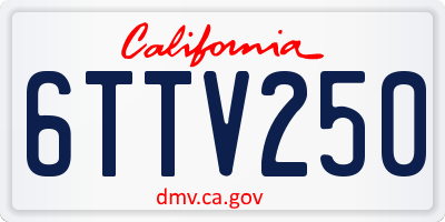 CA license plate 6TTV250