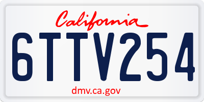 CA license plate 6TTV254