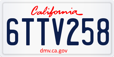 CA license plate 6TTV258