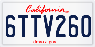 CA license plate 6TTV260