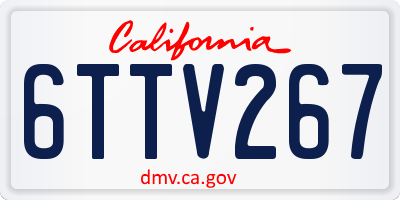 CA license plate 6TTV267