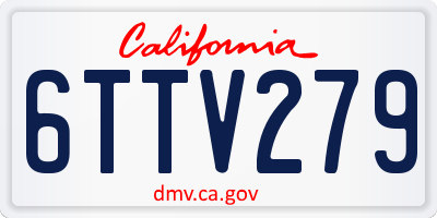 CA license plate 6TTV279