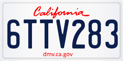 CA license plate 6TTV283