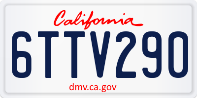 CA license plate 6TTV290