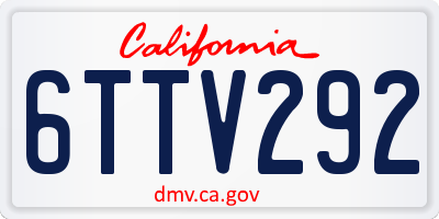 CA license plate 6TTV292