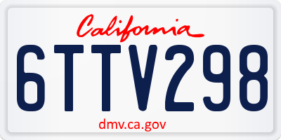 CA license plate 6TTV298