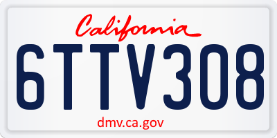 CA license plate 6TTV308
