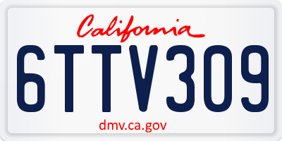 CA license plate 6TTV309