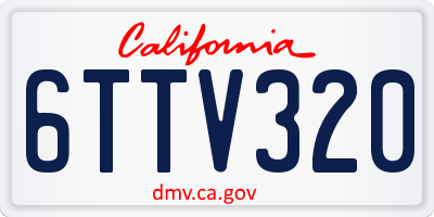 CA license plate 6TTV320