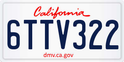 CA license plate 6TTV322