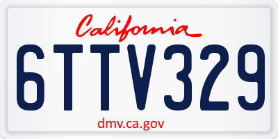CA license plate 6TTV329