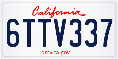 CA license plate 6TTV337