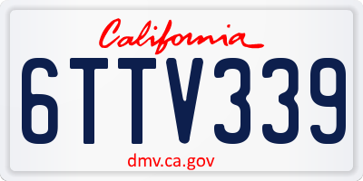 CA license plate 6TTV339