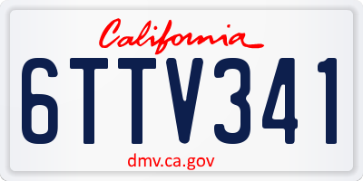CA license plate 6TTV341