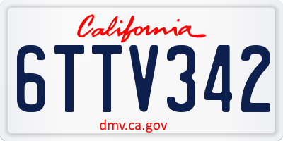 CA license plate 6TTV342