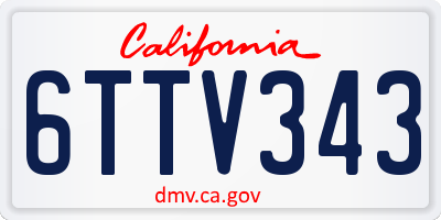 CA license plate 6TTV343