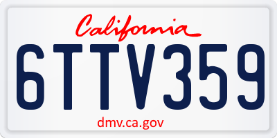 CA license plate 6TTV359