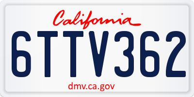 CA license plate 6TTV362