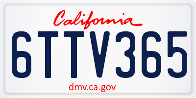 CA license plate 6TTV365