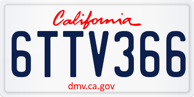 CA license plate 6TTV366