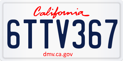 CA license plate 6TTV367