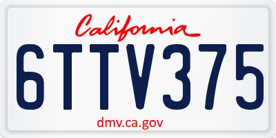 CA license plate 6TTV375