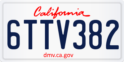 CA license plate 6TTV382