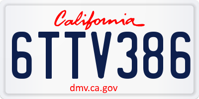 CA license plate 6TTV386