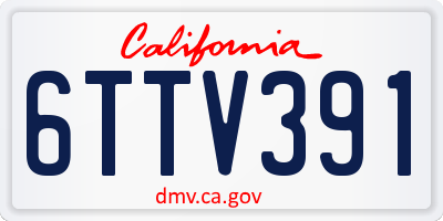 CA license plate 6TTV391
