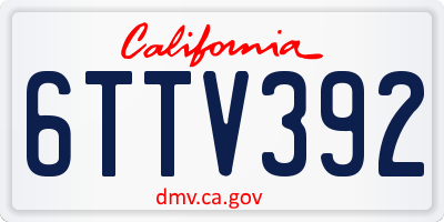 CA license plate 6TTV392