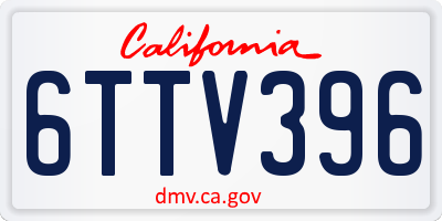 CA license plate 6TTV396