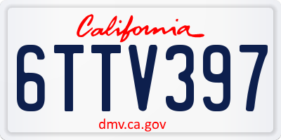 CA license plate 6TTV397