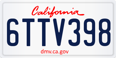 CA license plate 6TTV398