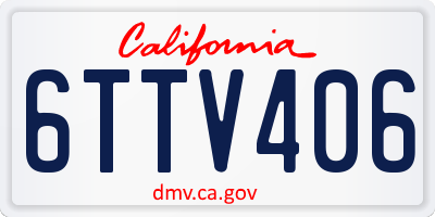 CA license plate 6TTV406