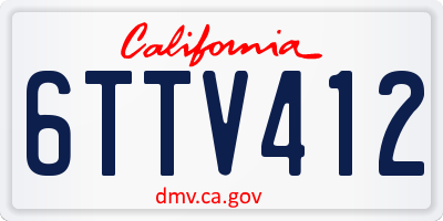 CA license plate 6TTV412