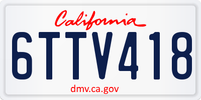 CA license plate 6TTV418