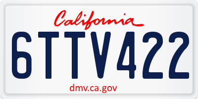 CA license plate 6TTV422