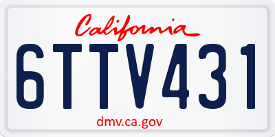 CA license plate 6TTV431