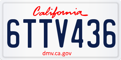 CA license plate 6TTV436