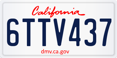 CA license plate 6TTV437