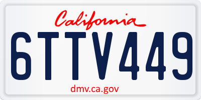 CA license plate 6TTV449
