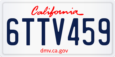 CA license plate 6TTV459