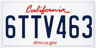 CA license plate 6TTV463