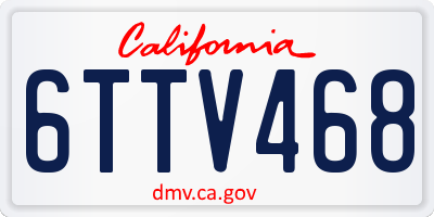 CA license plate 6TTV468