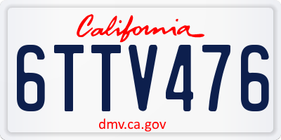 CA license plate 6TTV476