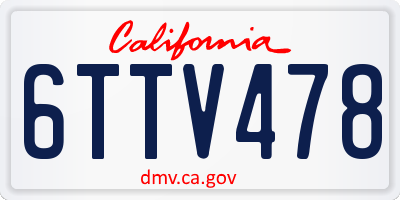 CA license plate 6TTV478
